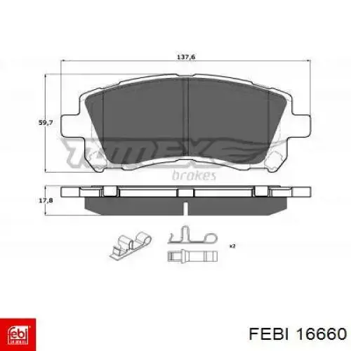 Колодки гальмівні передні, дискові 16660 Febi