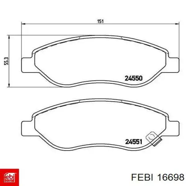 16698 Febi Передні гальмівні колодки