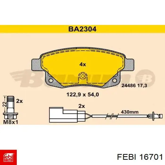 Задні гальмівні колодки Febi 16701 ціна, від 20.72 USD