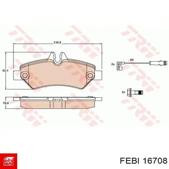 Задні гальмівні колодки Febi 16708 ціна, від 21.71 USD