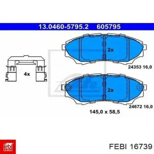 16739 Febi Передні гальмівні колодки