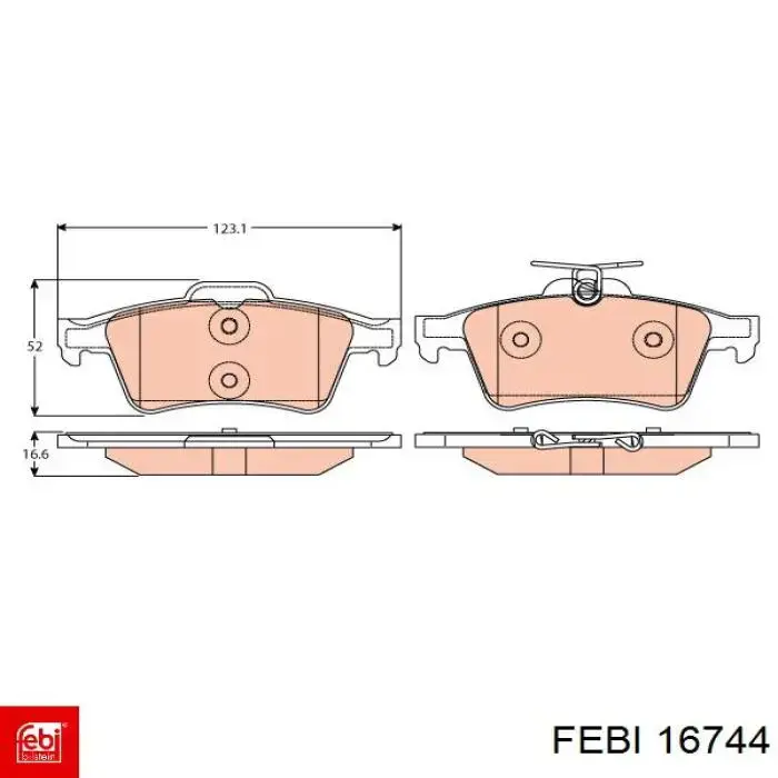 Задні гальмівні колодки 16744 Febi
