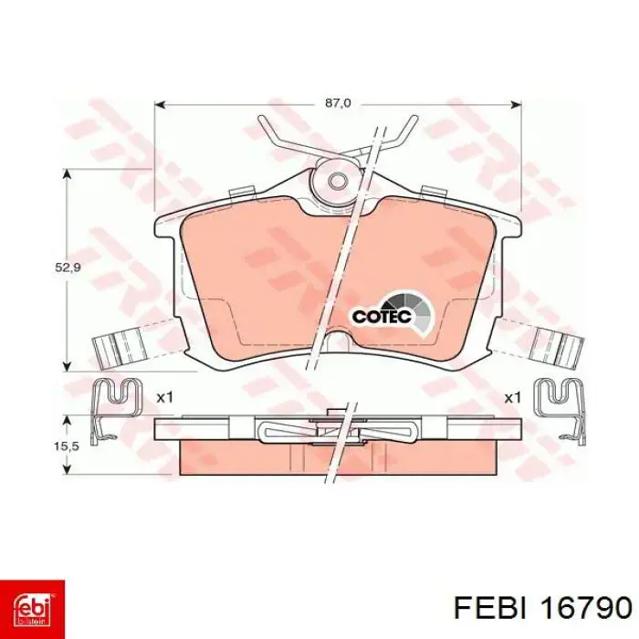 Задні гальмівні колодки Febi 16790 ціна, від 18.96 USD