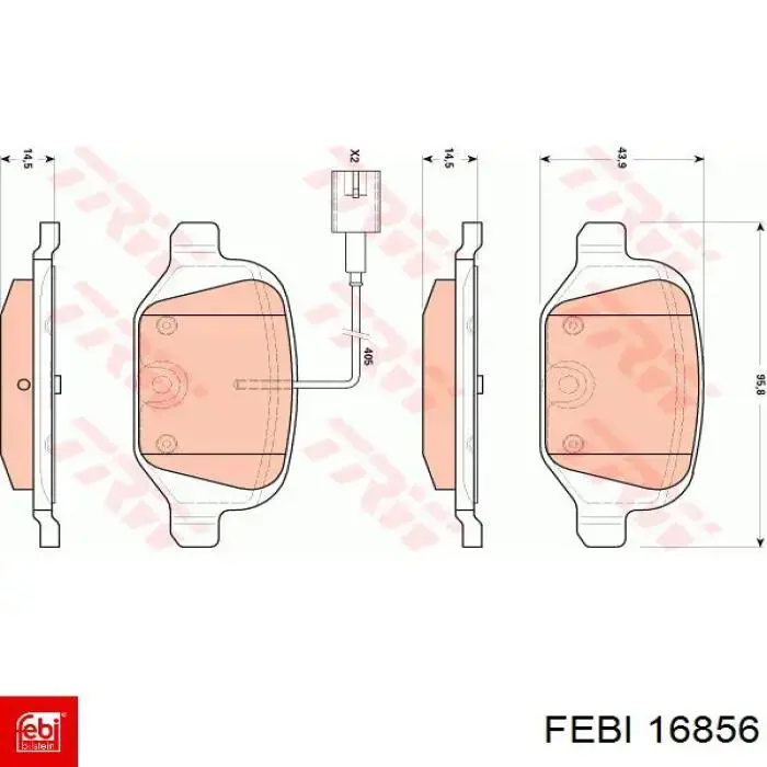 Задні гальмівні колодки Febi 16856 ціна, від 21.63 USD