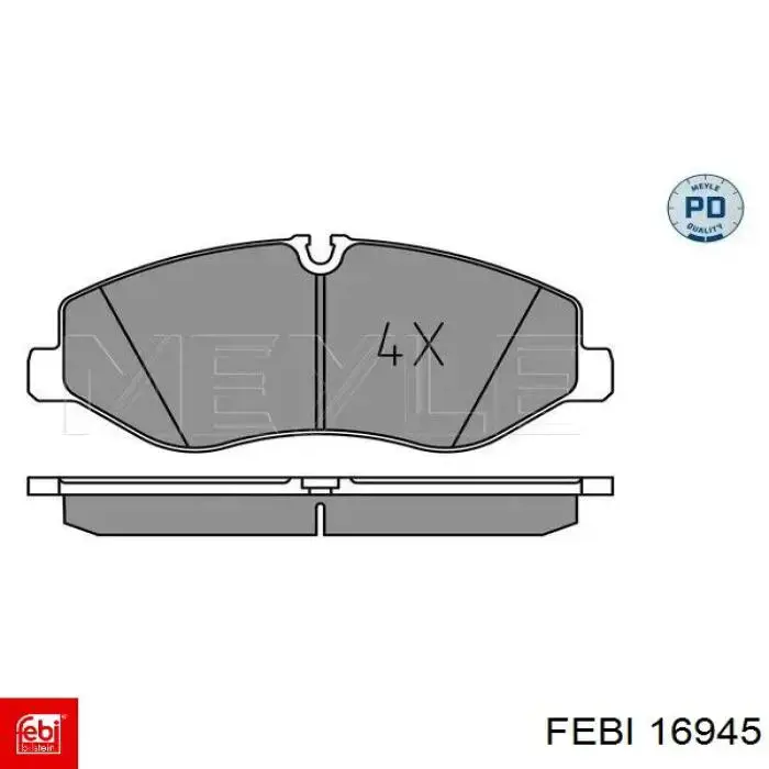Передні тормозні колодки 16945 Febi