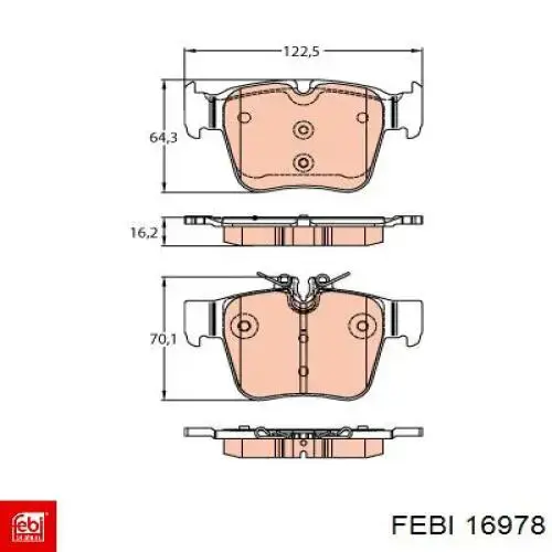 Задні гальмівні колодки Febi 16978 ціна, від 34.56 USD