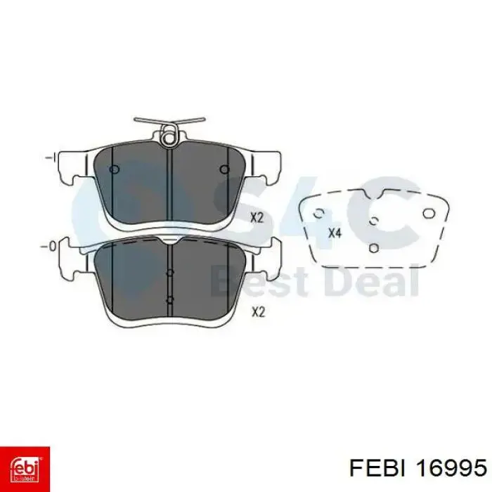 Задні гальмівні колодки Febi 16995 ціна, від 24.04 USD