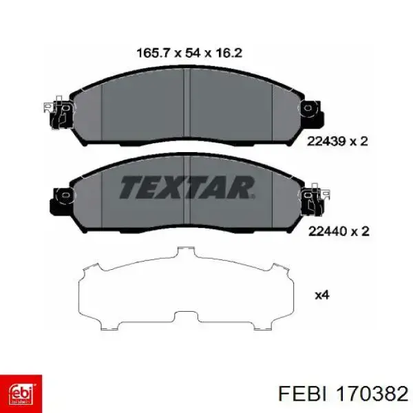 Колодки гальмівні передні, дискові 170382 Febi