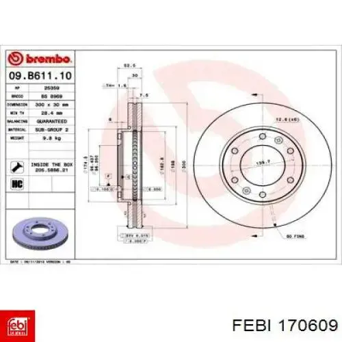 Диск переднього гальма Febi 170609 ціна, від 56.31 USD