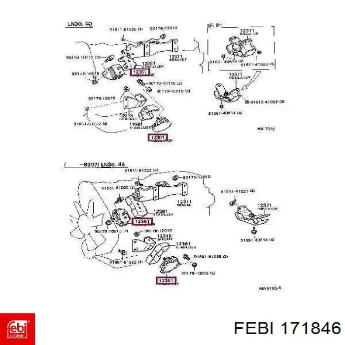 171846 Febi Подушка (опора) двигуна, ліва/права