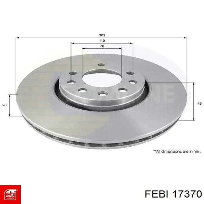 Диск переднього гальма Febi 17370 ціна, від 122.07 USD