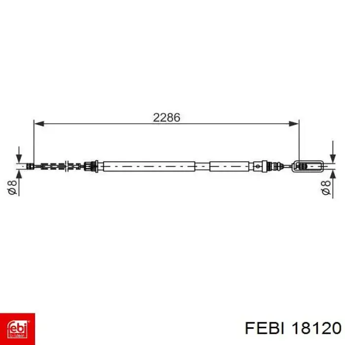 Трос стоянкового гальма задній лівий Febi 18120 ціна, від 9.96 USD