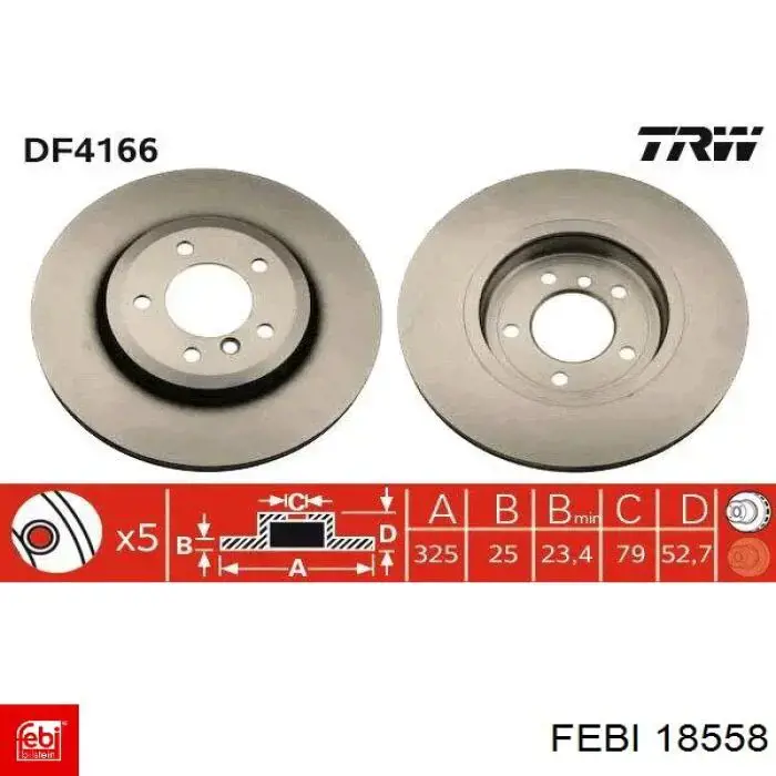 Диск переднього гальма Febi 18558 ціна, від 69.71 USD