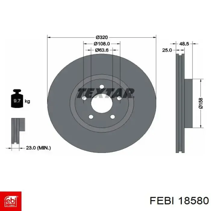 Тяга рульова поздовжня, передньої підвіски Febi 18580 ціна, від 65.87 USD