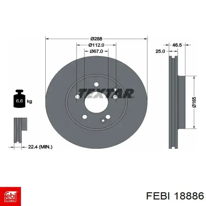 Диск переднього гальма Febi 18886 ціна, від 36.70 USD