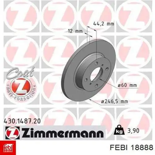 Диск переднього гальма Febi 18888 ціна, від 23.94 USD