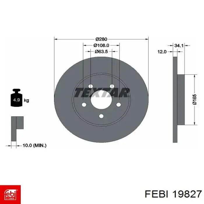 19827 Febi Дискові гальма