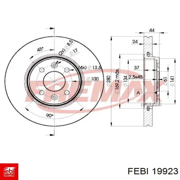 Диск переднього гальма Febi 19923 ціна, від 35.85 USD