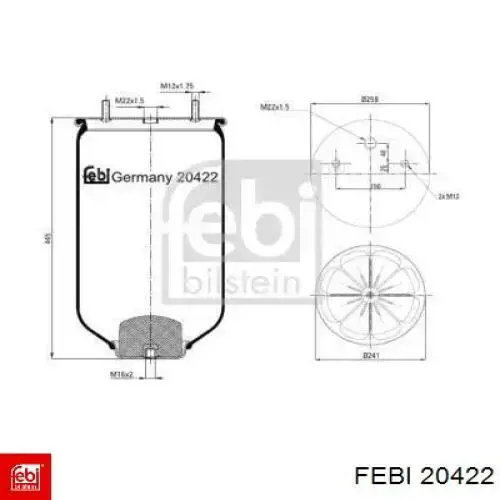 Пневмоподушка/Пневморессора моста Febi 20422 ціна, від 53.42 USD