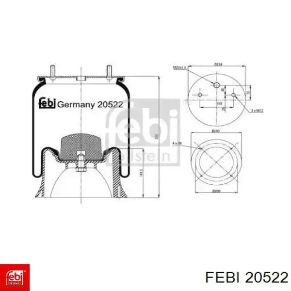 Купити 20522 Febi Пневмоподушка/Пневморессора моста