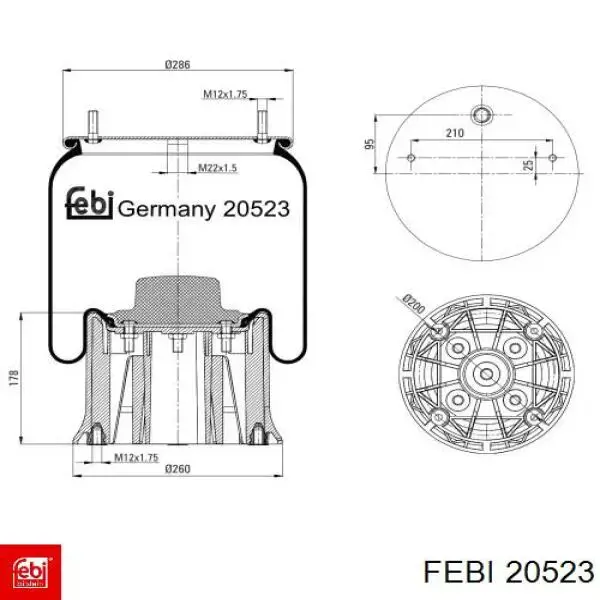 Пневмоподушка/Пневморессора моста заднього 20523 Febi