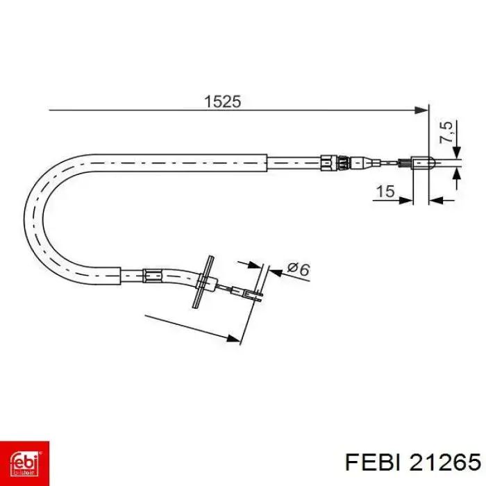 Трос стоянкового гальма задній правий Febi 21265 ціна, від 19.05 USD