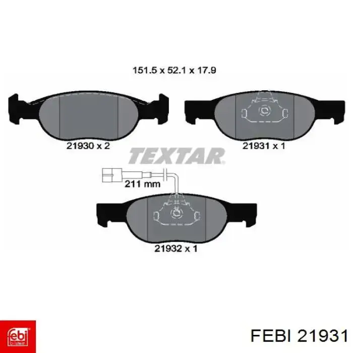 Шланг гальмівний передній Febi 21931 ціна, від 3.80 USD
