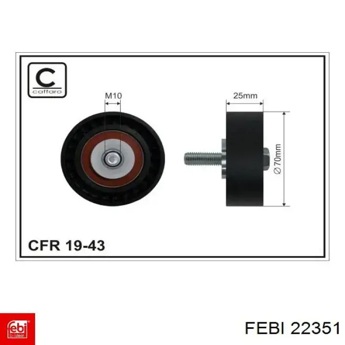 Ролик приводного ременя, паразитний Febi 22351 ціна, від 13.09 USD