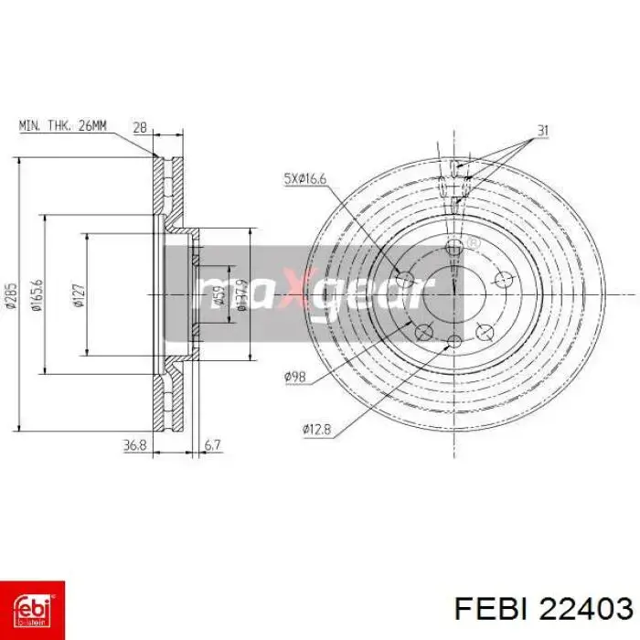 Купити 22403 Febi Ротор гальмівний