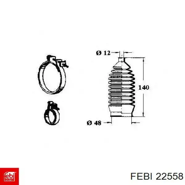 22558 Febi Пильник рульового механізму/рейки, правий