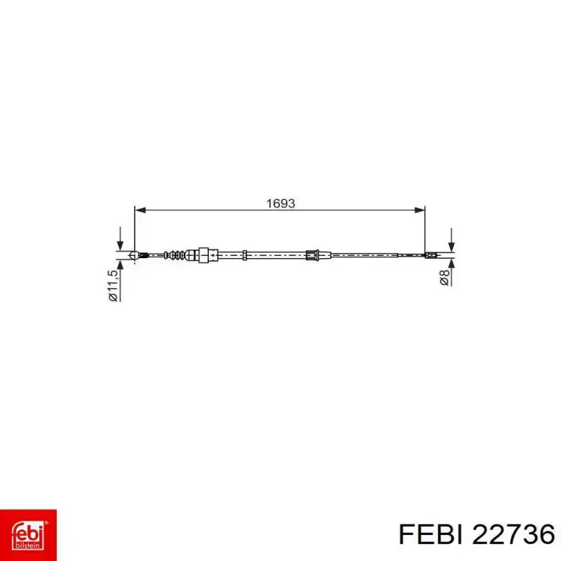 Трос ручного гальма задній, правий/лівий Febi 22736 ціна, від 9.55 USD
