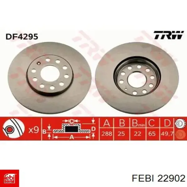 22902 Febi Ремкомплект передніх гальм