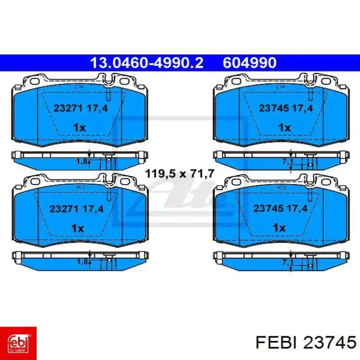 Ручка двері лівою внутрішня перед/зад Febi 23745