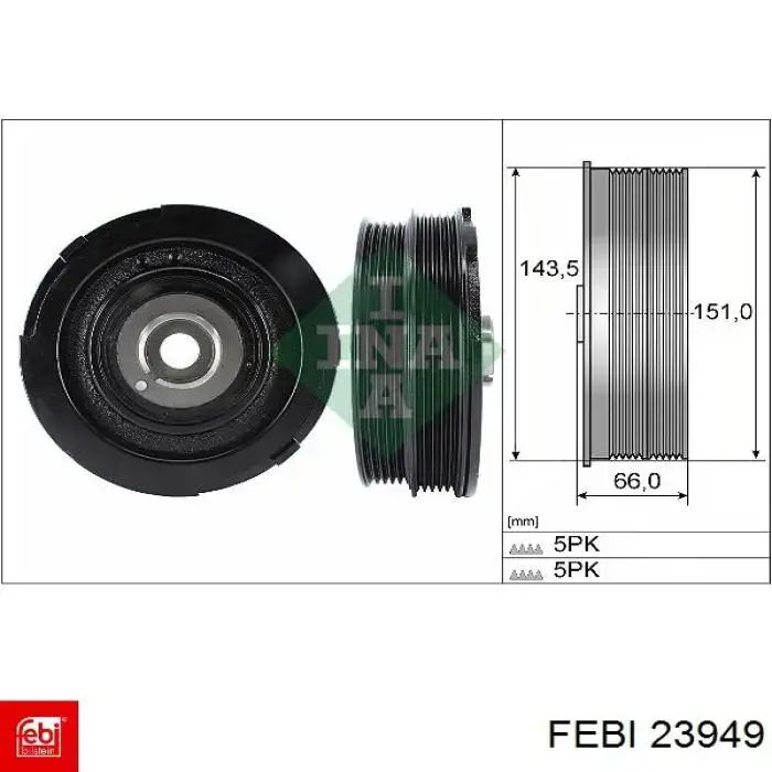 Шків колінвала (демпфер ) Febi 23949 ціна, від 100.17 USD