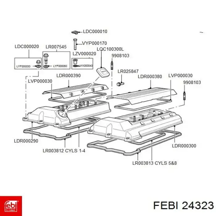 Прокладка клапанної кришки двигуна, кільце 24323 Febi