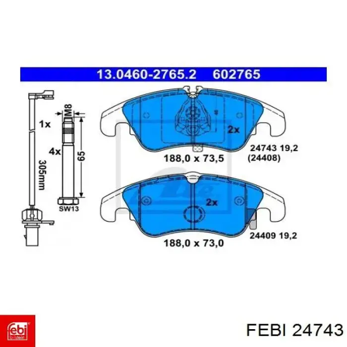 Диск переднього гальма Febi 24743 ціна, від 65.43 USD