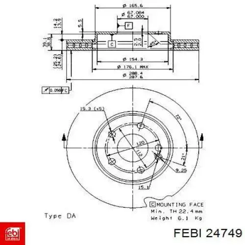 Купити 24749 Febi Ротор гальмівний