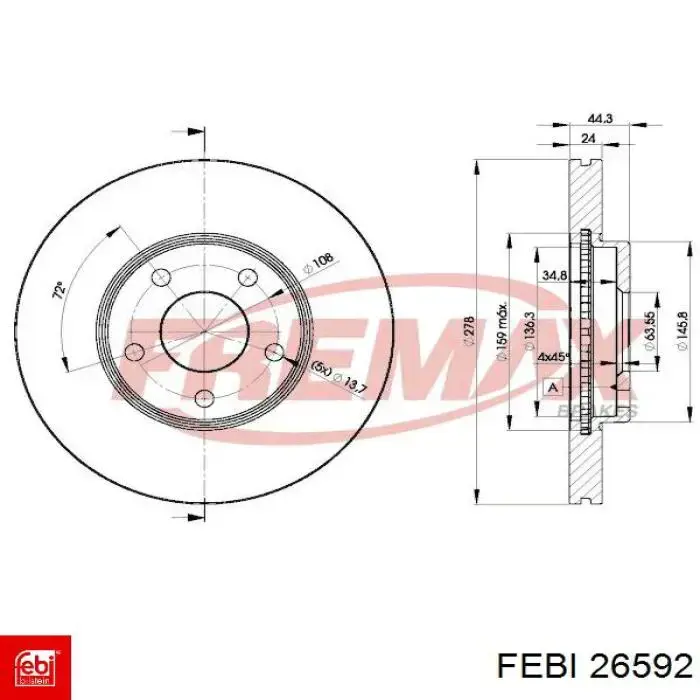 Купити 26592 Febi Ротор гальмівний