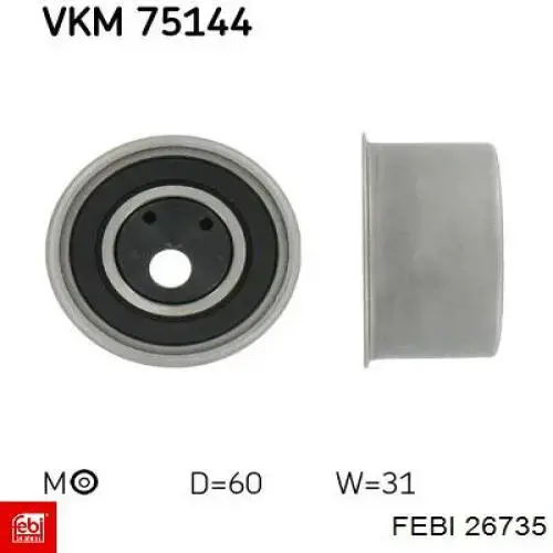 Ролик натяжителя ременя газорозподілу Febi 26735 ціна, від 11.84 USD