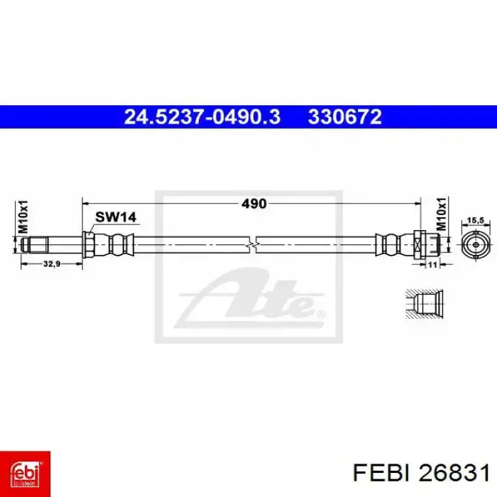 Гальмівні шланги передні 26831 Febi