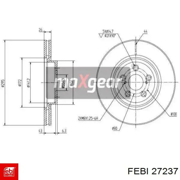 Диск переднього гальма Febi 27237 ціна, від 46.32 USD