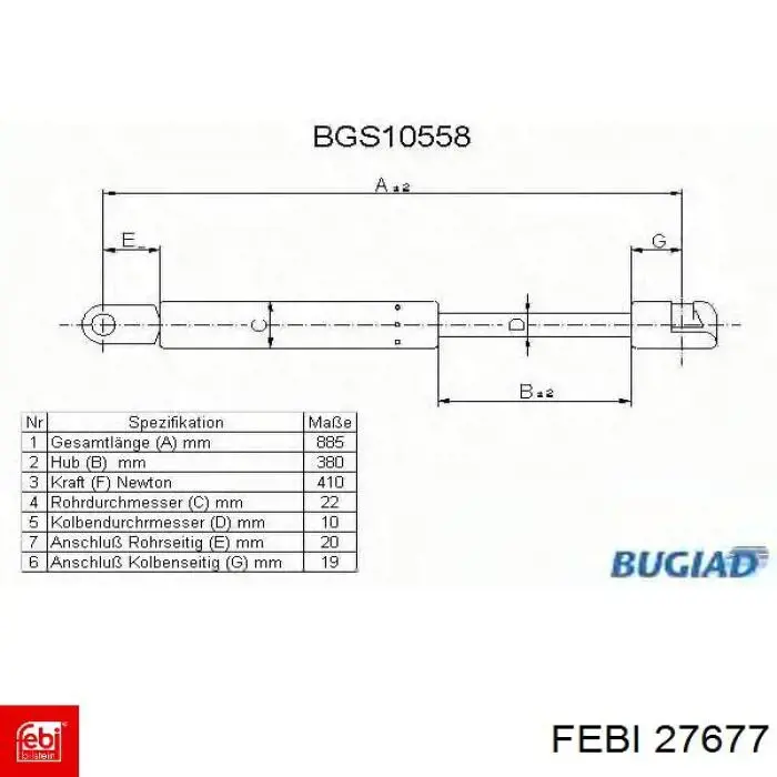 Амортизатор капота 27677 Febi