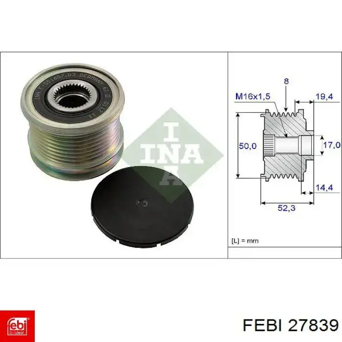 Шків генератора 27839 Febi