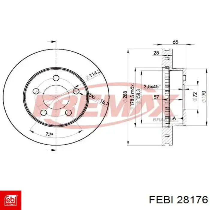 Купити 28176 Febi Ротор гальмівний