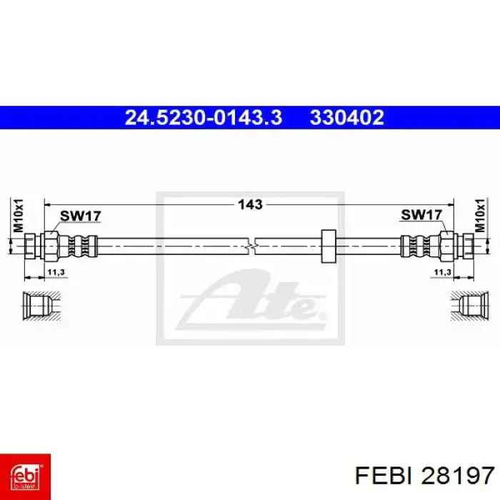 Шланг гальмівний задній Febi 28197 ціна, від 5.62 USD