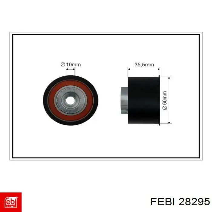 Ролик ременя ГРМ, паразитний Febi 28295 ціна, від 17.58 USD