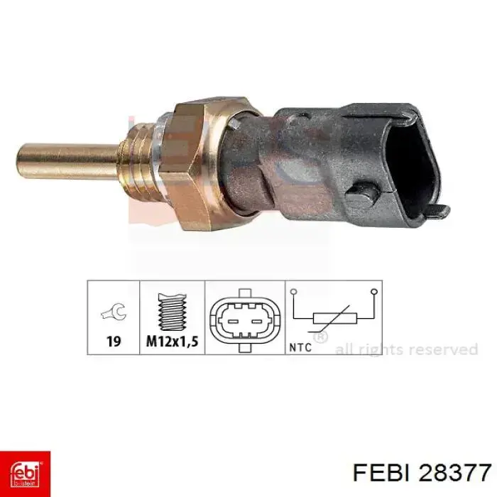 Термодатчик охолоджуючої рідини Febi 28377 ціна, від 7.44 USD