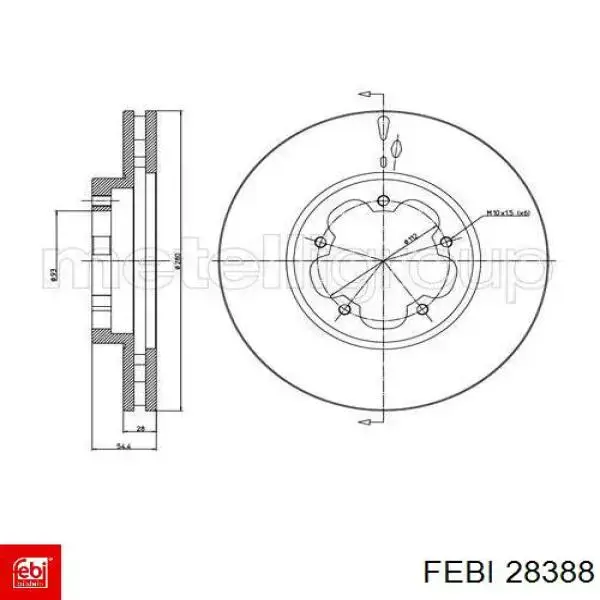 Диск гальмівний передній 28388 Febi