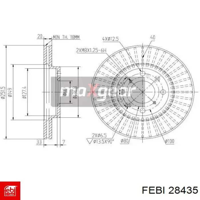 Диск переднього гальма Febi 28435 ціна, від 27.94 USD