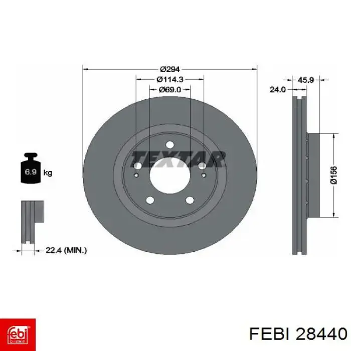 28440 Febi Гальмо дискове переднє